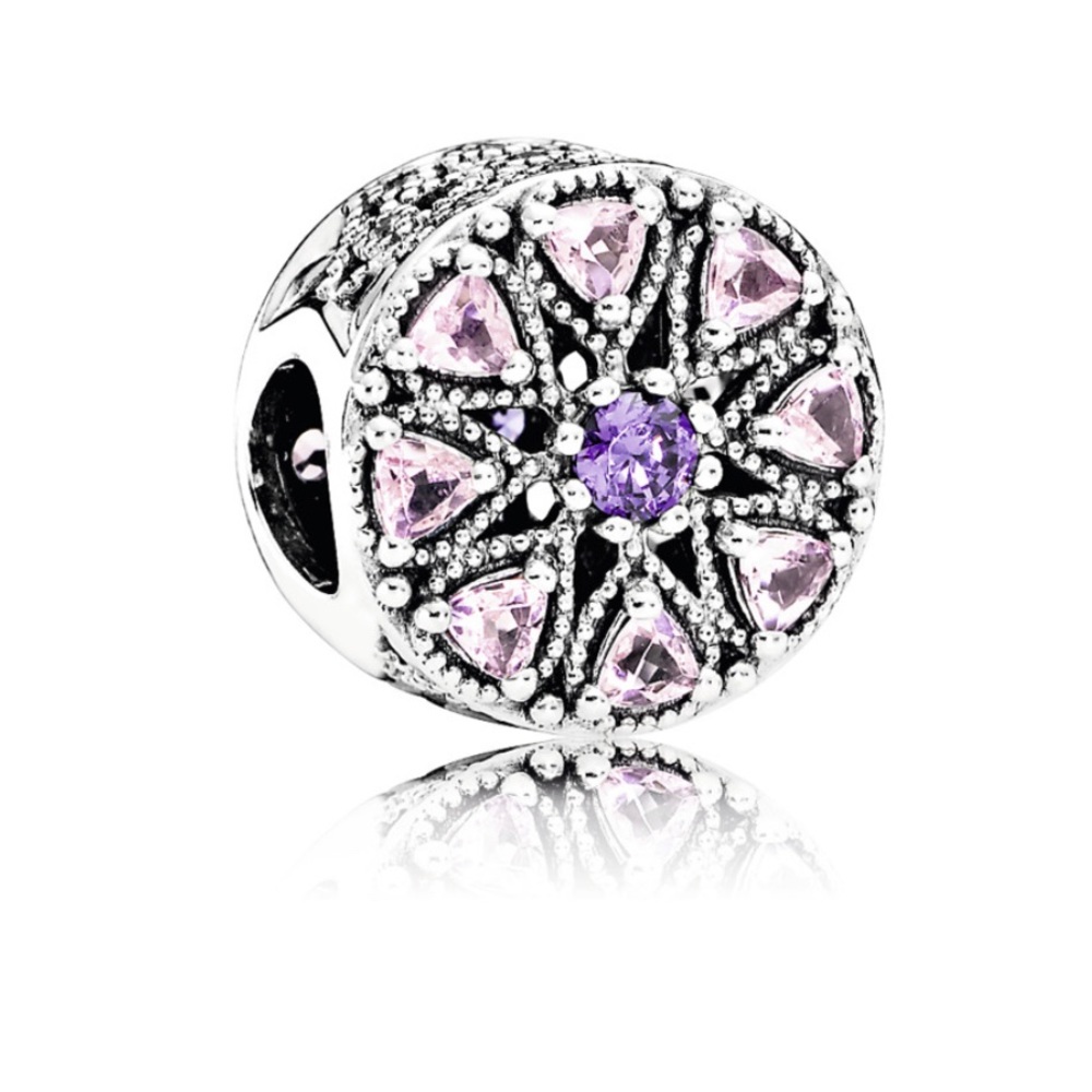 ❤️Pandora Shimmering Medallion pink purple Charm